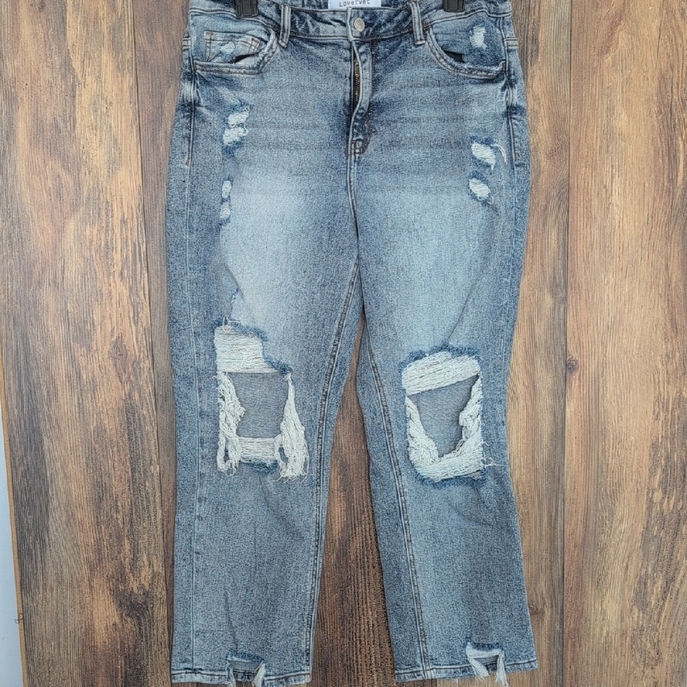 Lovervet by Vervet Distressed Blue Boyfriend Jeans 31/13